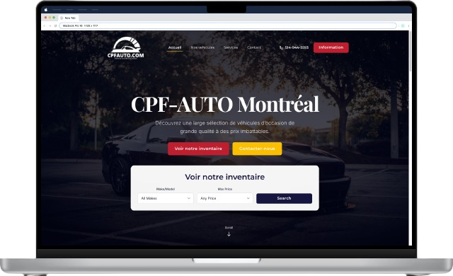 Site de commerce pour concessionnaire automobile